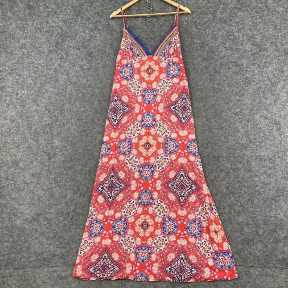 Camilla Beach House Maxi Dress Womens Size 1 AU 10 Cotton Blend Zip 230.06